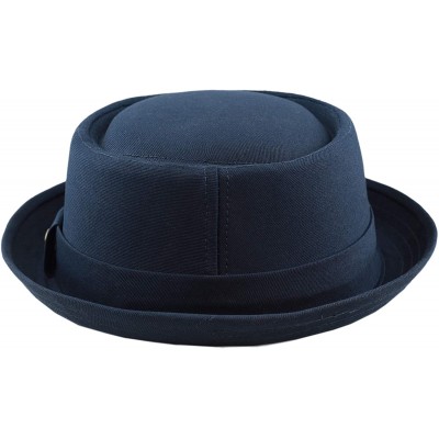 Fedoras 100% Cotton Paisley Lining Premium Quality Porkpie Hat - Navy - CD1956YSERG $17.59