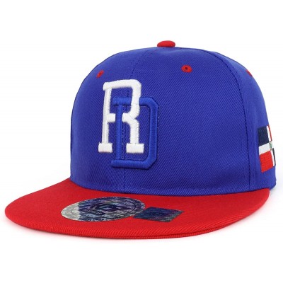 Baseball Caps Dominican Republic 3D Embroidered Flatbill Snapback Cap Flag - Royal Red - CN18CD9QZNN $22.73