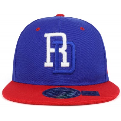 Baseball Caps Dominican Republic 3D Embroidered Flatbill Snapback Cap Flag - Royal Red - CN18CD9QZNN $22.73