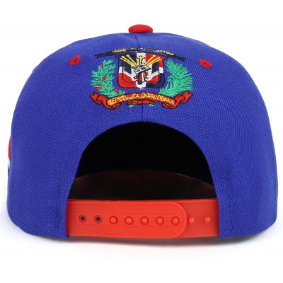 Baseball Caps Dominican Republic 3D Embroidered Flatbill Snapback Cap Flag - Royal Red - CN18CD9QZNN $22.73