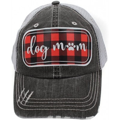 Baseball Caps Mom Life- Blessed- Dog Lover Buffalo Plaid Trucker Style Baseball Cap Hat Red - Dog Mom - C0189UMZKU0 $17.34