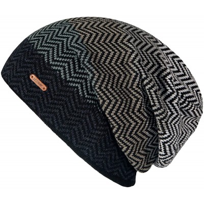 Skullies & Beanies Winter Long Slouchy Beanie Unique Mix Knit Ski Cap Hat Skully for Men & Women - Mix Knit Grey - CF186HGXRW...