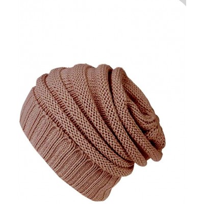 Skullies & Beanies Winter Chunky Soft Stretch Cable Knit Slouch Beanie Skully Ski Hat/Cap - Brown - C6128URRJ9V $10.51