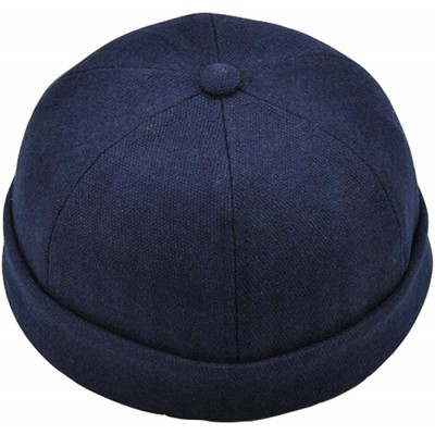 Skullies & Beanies Retro Rolled Cuff Skull Caps Brimless Beanie Hats for Men/Women - A-dark Blue - CB12MFUQJ9P $13.64