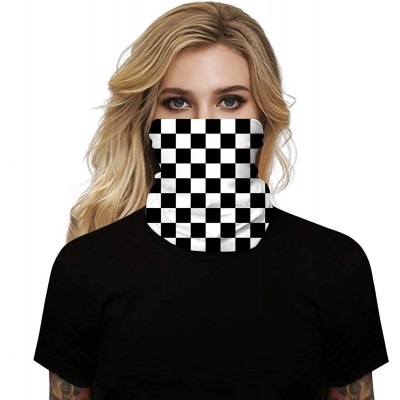 Balaclavas 3D Print Seamless Bandana Multifunctional Headwear Women Men for Dust Wind Sun Protection - White Black Plaid - CR...