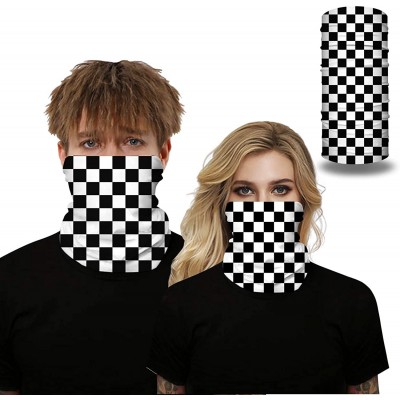 Balaclavas 3D Print Seamless Bandana Multifunctional Headwear Women Men for Dust Wind Sun Protection - White Black Plaid - CR...