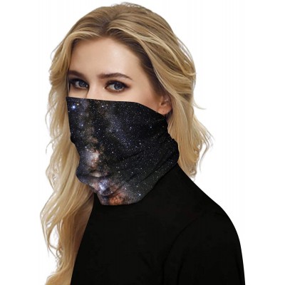 Balaclavas Women's 3D Galaxy Print Multifunctional Headwear Face Mask Headband Neck Gaiter Face Scarf - Galaxy Black - CY1982...