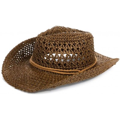 Sun Hats Straw Hat Women Men Cowboy Hat Beach Floppy Sun Hat Brim Summer Sunhat Bush Hat - Brown - CF18RG8G8LG $15.79