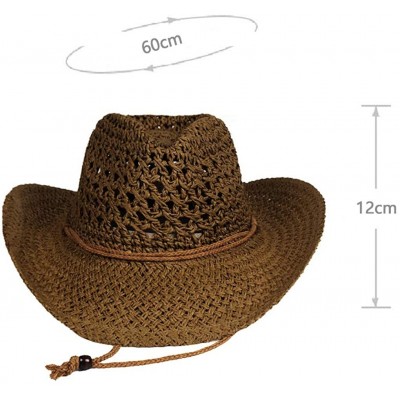 Sun Hats Straw Hat Women Men Cowboy Hat Beach Floppy Sun Hat Brim Summer Sunhat Bush Hat - Brown - CF18RG8G8LG $15.79