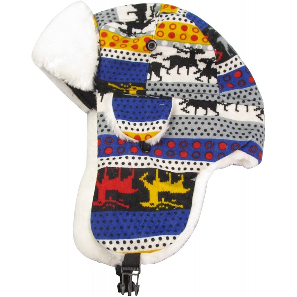 Bomber Hats Adult Fun Printed Trapper Winter Hat-Deer Design (One Size-) - Royal Blue - CL1296KYV7T $11.68