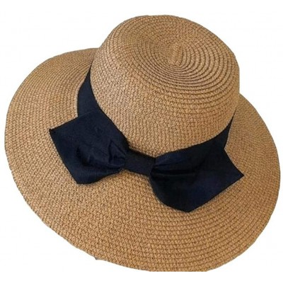 Sun Hats Beach Sun Hat for Women Summer Straw Caps Foldable Roll up with Decorative Bow - Khaki - CD18REIY7E0 $11.01