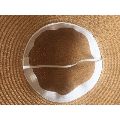 Sun Hats Beach Sun Hat for Women Summer Straw Caps Foldable Roll up with Decorative Bow - Khaki - CD18REIY7E0 $11.01