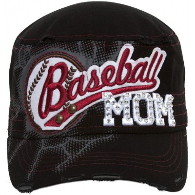 Baseball Caps Sports Mom Distressed Adjustable Cadet Cap - Baseball Mom - C511MU4USN5 $12.63
