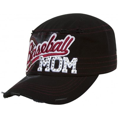 Baseball Caps Sports Mom Distressed Adjustable Cadet Cap - Baseball Mom - C511MU4USN5 $12.63