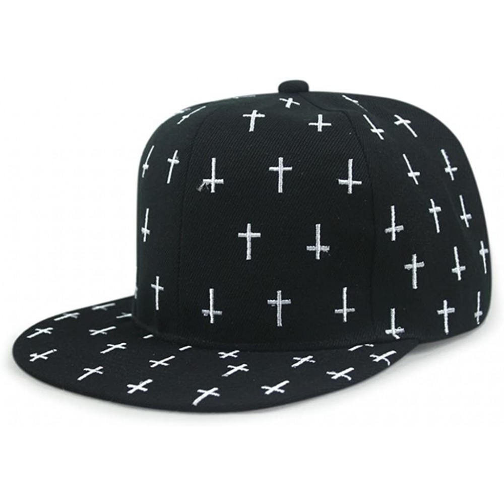 Baseball Caps Fashion Unisex Baseball Cap Snapback adjustable Hip Hop hat Punk Boy Girl Cross - White - C712FW73EU5 $21.13