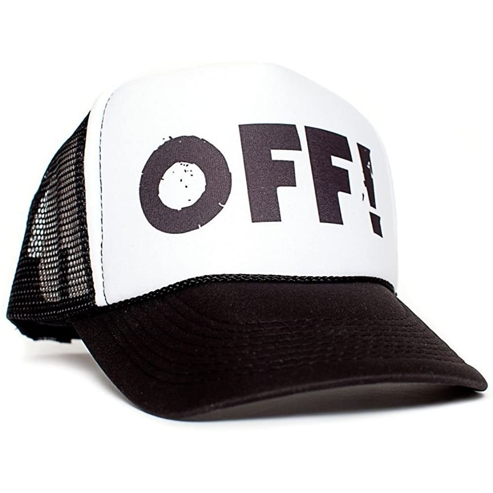 Baseball Caps Off! Unisex-Adult Curved Bill One-Size Truckers Hat - Black/White - C911O7DVYXZ $13.10