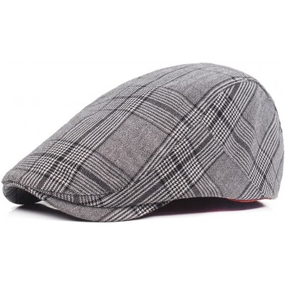 Newsboy Caps Men's Unisex Cotton Plaid Newsboy Ivy Irish Cabbie Beret Golf Cap Hat - Grey - CM17Z79RYSZ $9.42