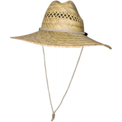 Sun Hats Men's Straw Outback Lifeguard Sun Hat with Wide Brim - Natural - CY18GZUNH08 $19.92