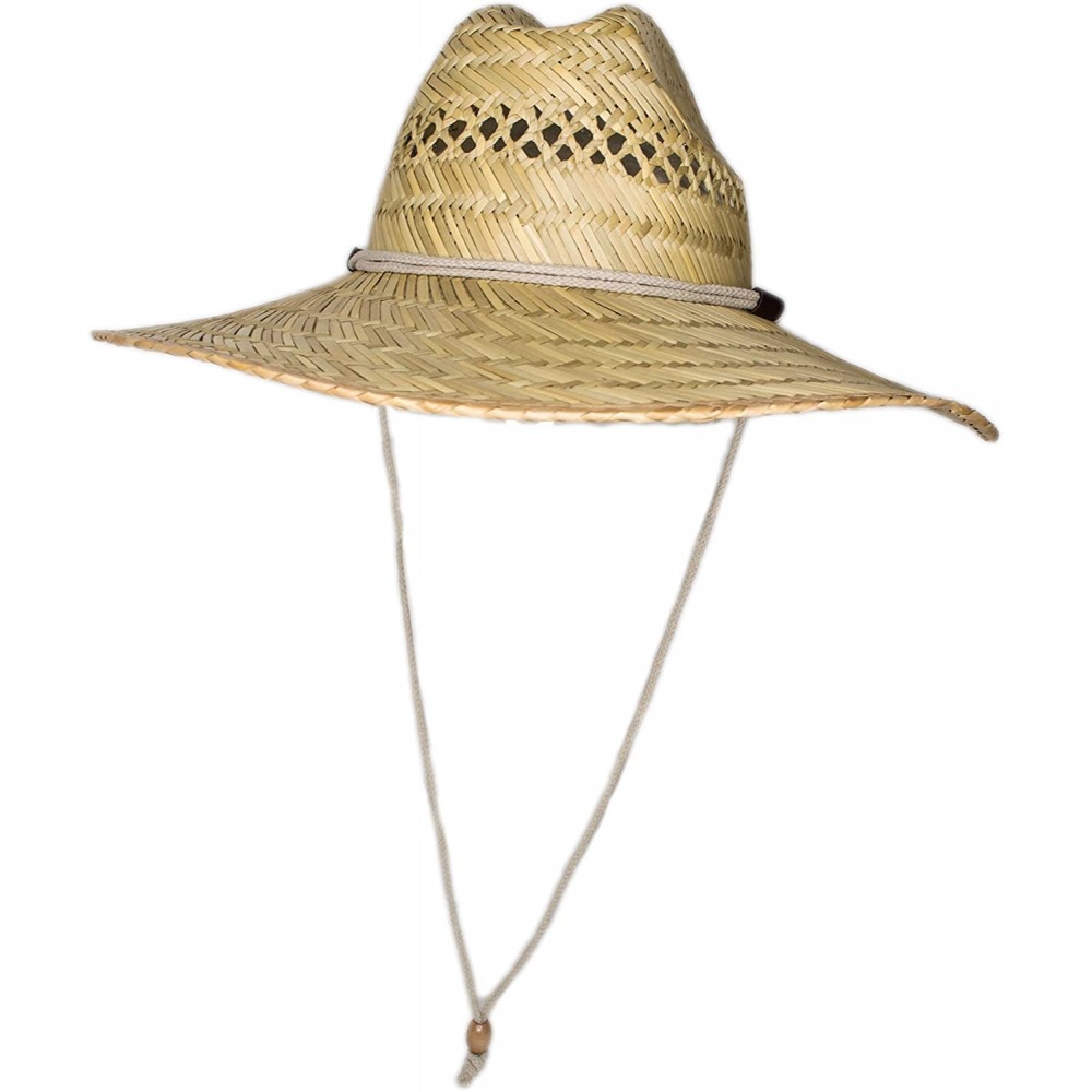 Sun Hats Men's Straw Outback Lifeguard Sun Hat with Wide Brim - Natural - CY18GZUNH08 $19.92