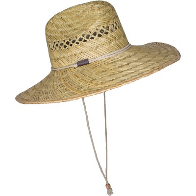Sun Hats Men's Straw Outback Lifeguard Sun Hat with Wide Brim - Natural - CY18GZUNH08 $19.92