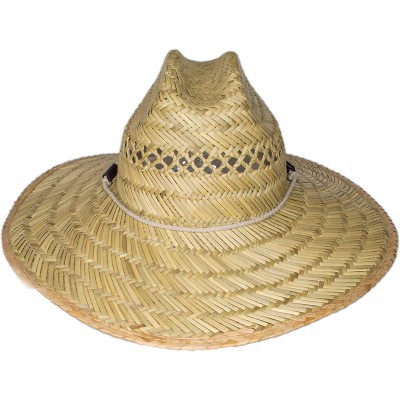 Sun Hats Men's Straw Outback Lifeguard Sun Hat with Wide Brim - Natural - CY18GZUNH08 $19.92