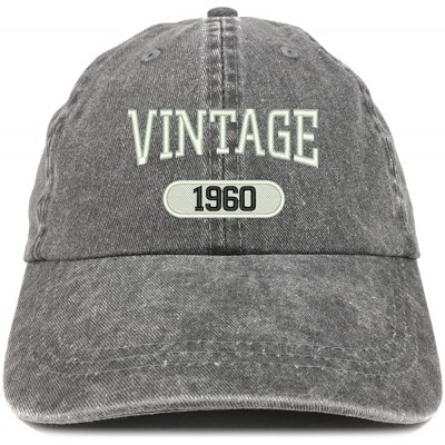 Baseball Caps Vintage 1960 Embroidered 60th Birthday Soft Crown Washed Cotton Cap - Black - CI180WWWGQK $21.70