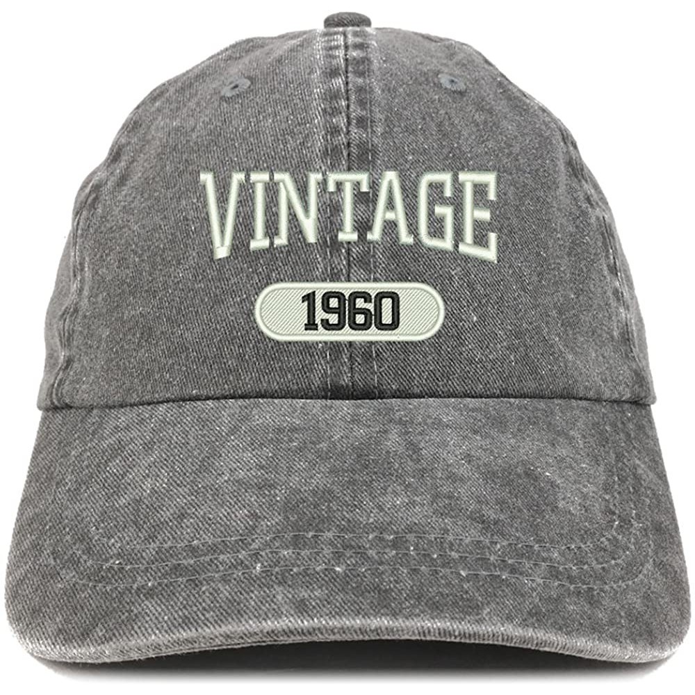 Baseball Caps Vintage 1960 Embroidered 60th Birthday Soft Crown Washed Cotton Cap - Black - CI180WWWGQK $34.98