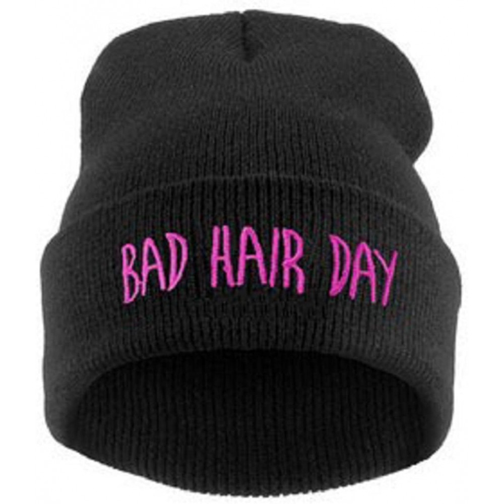 Skullies & Beanies Bad Hair Day Beanie Hat - Multiple Colors - Black Rose Red - C712K8FILHR $9.15