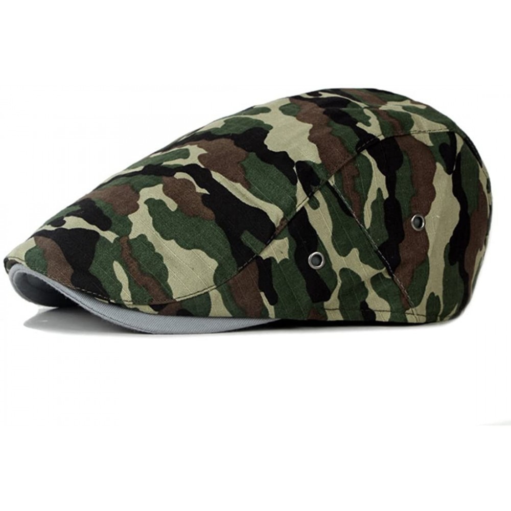 Newsboy Caps Newsboy Cap Military Camouflage Flat Cap Duckbill Hat Ivy Irish Gatsby Caps - Camo Brown - CX18COU0Y7C $16.25