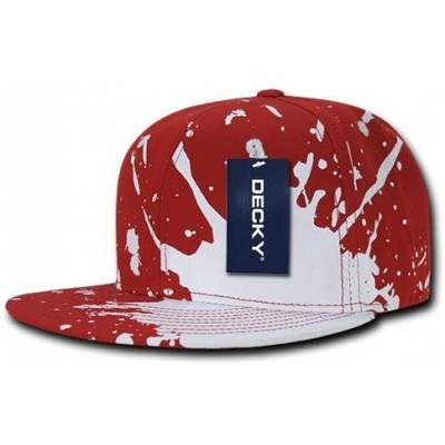Baseball Caps Plain Blank Fashion Splat Flat Bill Baseball Caps Snapback Hat - Red - CL12D826C1T $13.33