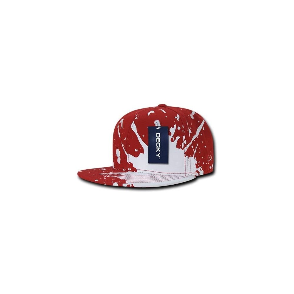 Baseball Caps Plain Blank Fashion Splat Flat Bill Baseball Caps Snapback Hat - Red - CL12D826C1T $13.33