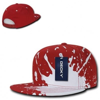 Baseball Caps Plain Blank Fashion Splat Flat Bill Baseball Caps Snapback Hat - Red - CL12D826C1T $13.33