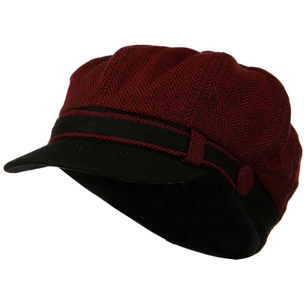 Newsboy Caps Wool Blend Herringbone Newsboy Cap - Red - C4110J6H573 $32.36