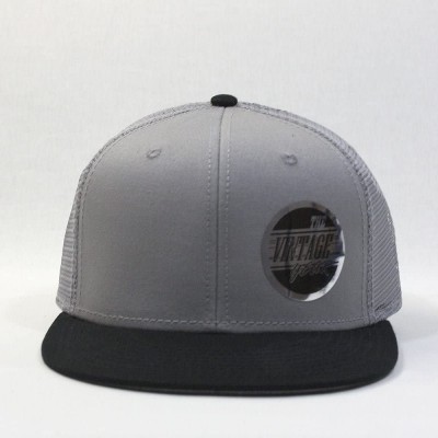 Baseball Caps Plain Cotton Twill Flat Brim Mesh Adjustable Snapback Trucker Baseball Cap - Black/Gray/Gray - CH122TZG2TN $11.98