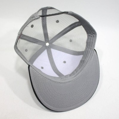 Baseball Caps Plain Cotton Twill Flat Brim Mesh Adjustable Snapback Trucker Baseball Cap - Black/Gray/Gray - CH122TZG2TN $11.98