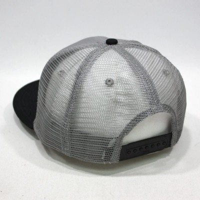 Baseball Caps Plain Cotton Twill Flat Brim Mesh Adjustable Snapback Trucker Baseball Cap - Black/Gray/Gray - CH122TZG2TN $11.98