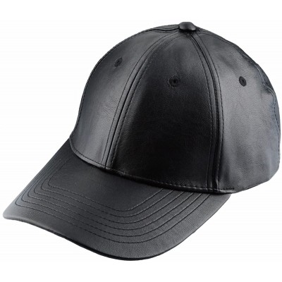 Baseball Caps Unisex Baseball Cap-Adjustable PU Leather Corduroy Sun Protection Sport Hat - 011-black(pu Leather) - C012N83LU...