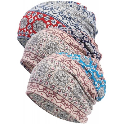 Skullies & Beanies Women's Soft Chemo Hat Beanie Sleep Cap for Cancer 3 Pack - C - CX12N8XRH14 $29.40