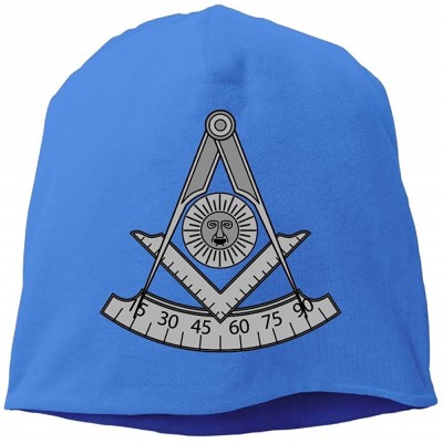 Skullies & Beanies Beanies Hat Knitted Cap Skull Caps Unisex Slouchy Winter Man Freemason - Royalblue - C318IHRULWG $11.24