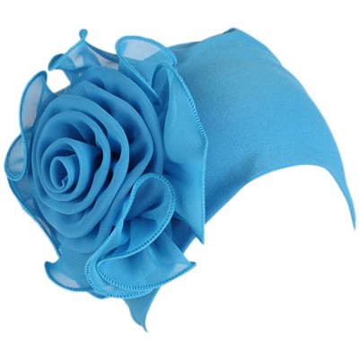 Skullies & Beanies Cancer Turbans Twisted Headwear Flowers - Blue - CY18XU4K03O $9.29