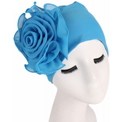 Skullies & Beanies Cancer Turbans Twisted Headwear Flowers - Blue - CY18XU4K03O $9.29