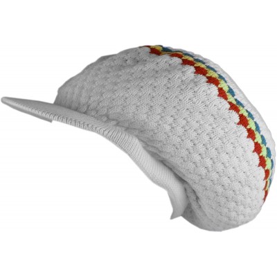 Skullies & Beanies Rasta Knit Tam Hat Dreadlock Cap. Multiple Designs and Sizes. - Large Round White/Red/Yellow/Green- With B...