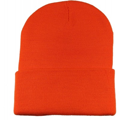Skullies & Beanies Unisex Beanie Cap Knitted Warm Solid Color and Multi-Color Multi-Packs - 12 Pack - Orange - C6187DW2SCW $1...