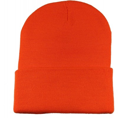 Skullies & Beanies Unisex Beanie Cap Knitted Warm Solid Color and Multi-Color Multi-Packs - 12 Pack - Orange - C6187DW2SCW $1...