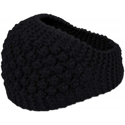 Headbands Women's Winter Wide Knit Headband - Wide - Black - CA17XSSEAA4 $13.77