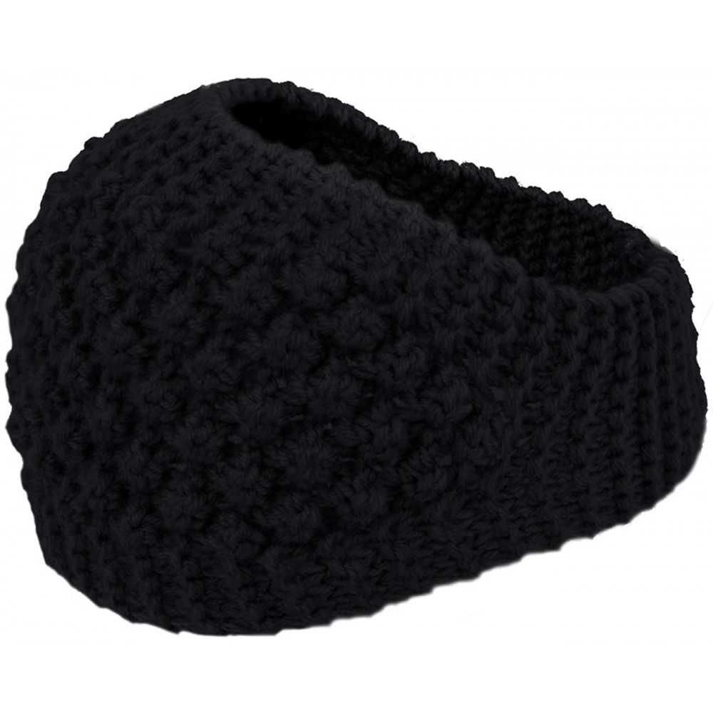 Headbands Women's Winter Wide Knit Headband - Wide - Black - CA17XSSEAA4 $13.77