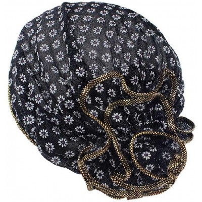 Skullies & Beanies Cancer Chemo Hat Flower Beanie Scarf Ethnic Cloth Print Turban Bonnet India Hat Handwear - A---black - C11...