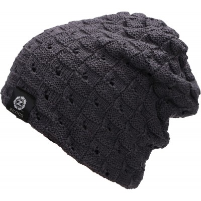 Skullies & Beanies Men/Women's Winter Handcraft Knit Dual-Layered Slouchy Beanie Hat - 7531_grey - CK12846OKV3 $9.83