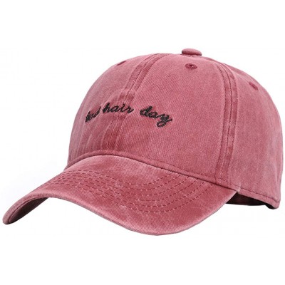 Baseball Caps Vintage Hat Bad-Hair-Day Dad Embroidered Baseball-Cap Distressed - Burgundy - C618O3W65YC $16.08