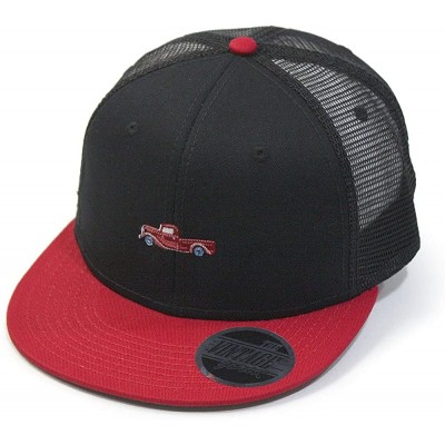 Baseball Caps Plain Cotton Twill Flat Brim Mesh Adjustable Snapback Trucker Baseball Cap - Rt Red/Black/Black - C512MDJNK3L $...